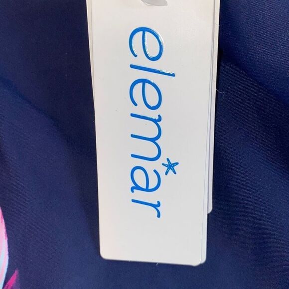 Elemar NWT One-Piece Swimsuit Draped Tropical Full Coverage Tummy Control Navy - Picture 6 of 10